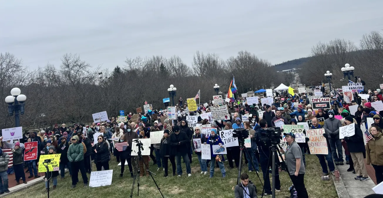 Hundreds rally at Kentucky Capitol to protest Trump’s executive actions