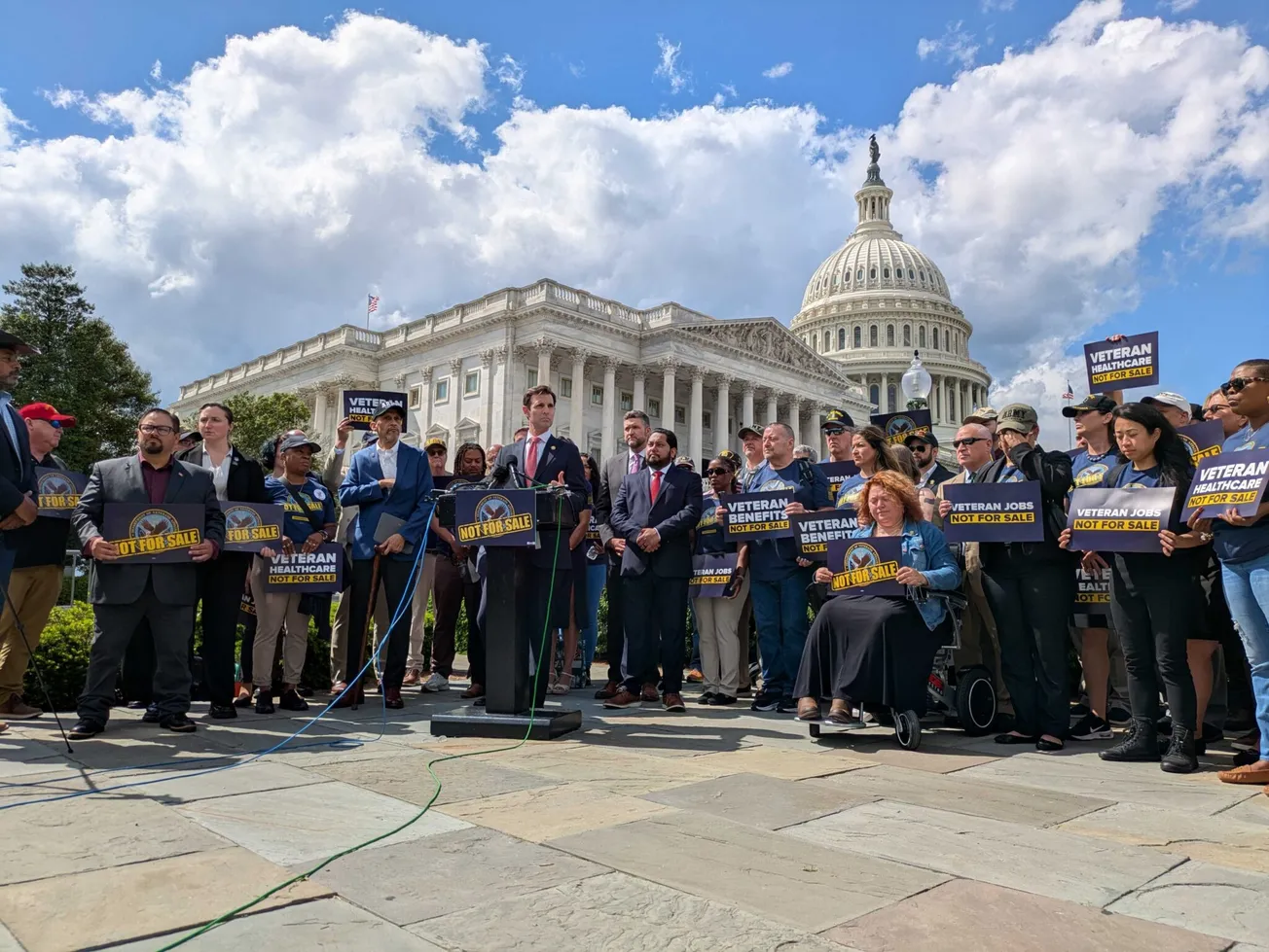 ‘We call it betrayal’: Veterans join Dems in D.C. to protest Trump’s sweeping VA job cuts